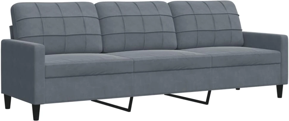 Sofa Sofos komplektas su pagalvėlėmis, 3 dalių, pilkas, aksomas