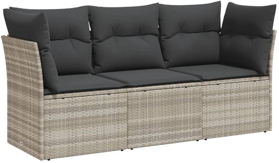 Sofa Sofos komplektas su pagalvėlėmis, 3 dalių, pilkas, poliratanas