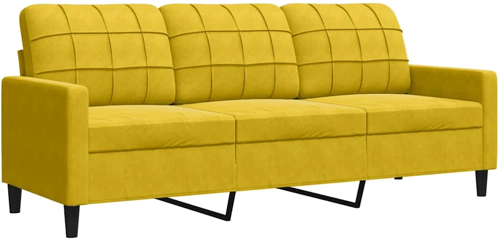 Sofa Sofos komplektas su pagalvėlėmis, 3 dalių, geltonas, aksomas