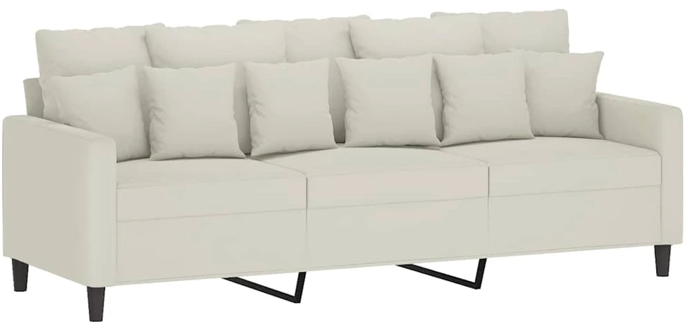 Sofa Sofos komplektas su pagalvėlėmis, 3 dalių, kreminis, aksomas