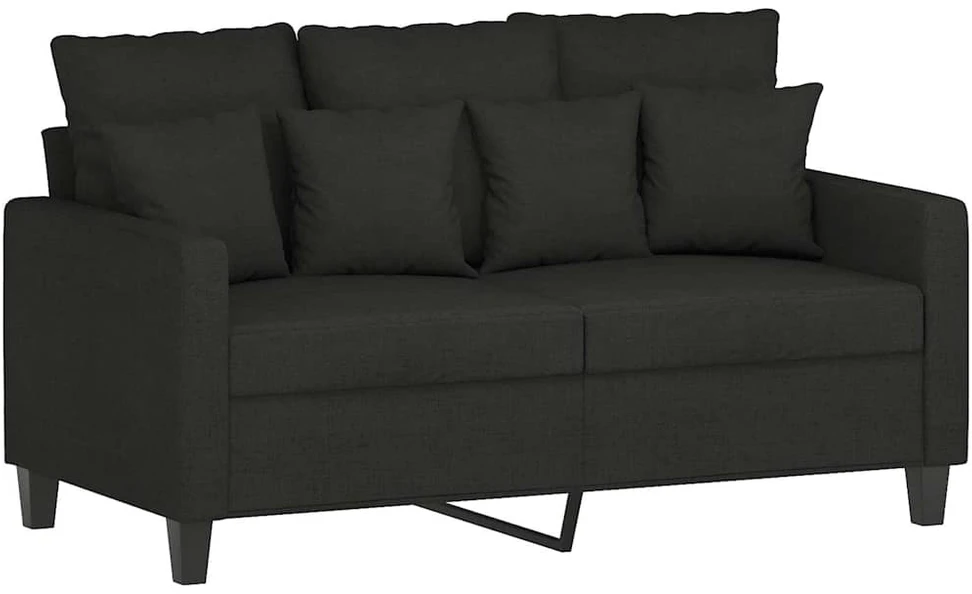 Sofa Sofos komplektas su pagalvėlėmis, 3 dalių, juodas, audinys