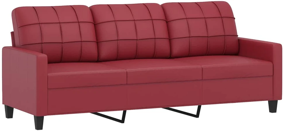 Sofa Sofos komplektas su pagalvėlėmis, 3 dalių, vyno, dirbtinė oda