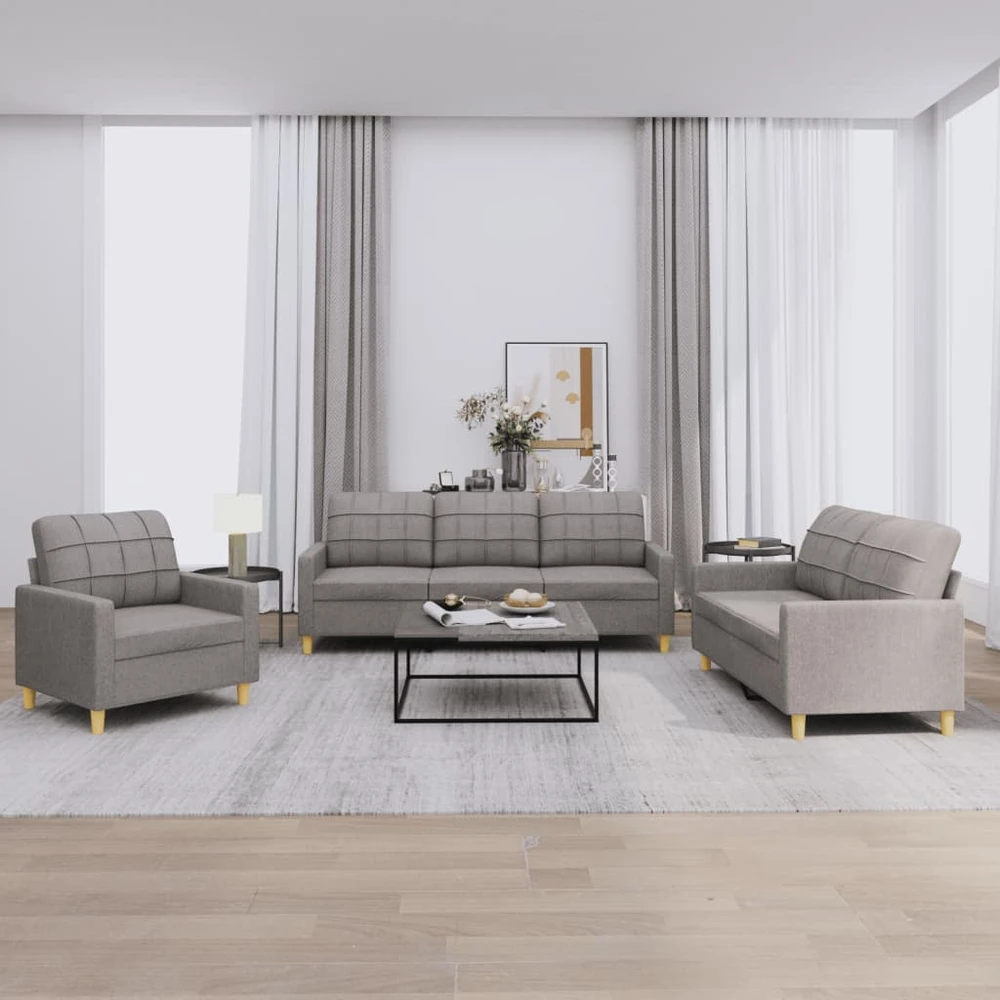 Sofa Sofos komplektas su pagalvėlėmis, 3 dalių, taupe, audinys