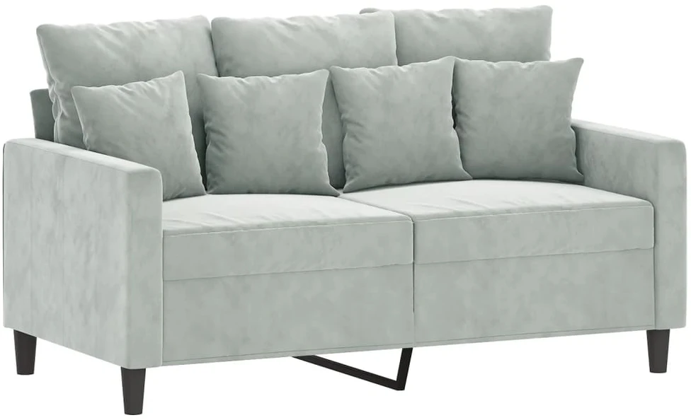 Sofa Sofos komplektas su pagalvėlėmis, 3 dalių, pilkas, aksomas