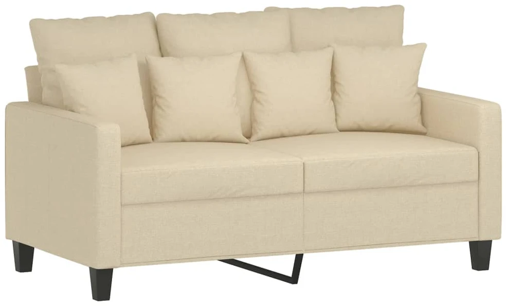 Sofa Sofos komplektas su pagalvėlėmis, 3 dalių, kreminis, audinys