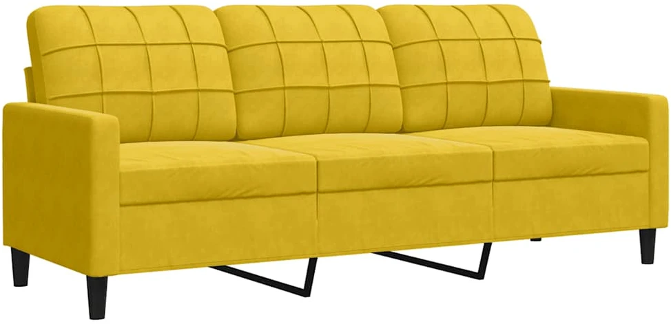 Sofa Sofos komplektas su pagalvėlėmis, 3 dalių, geltonas, aksomas