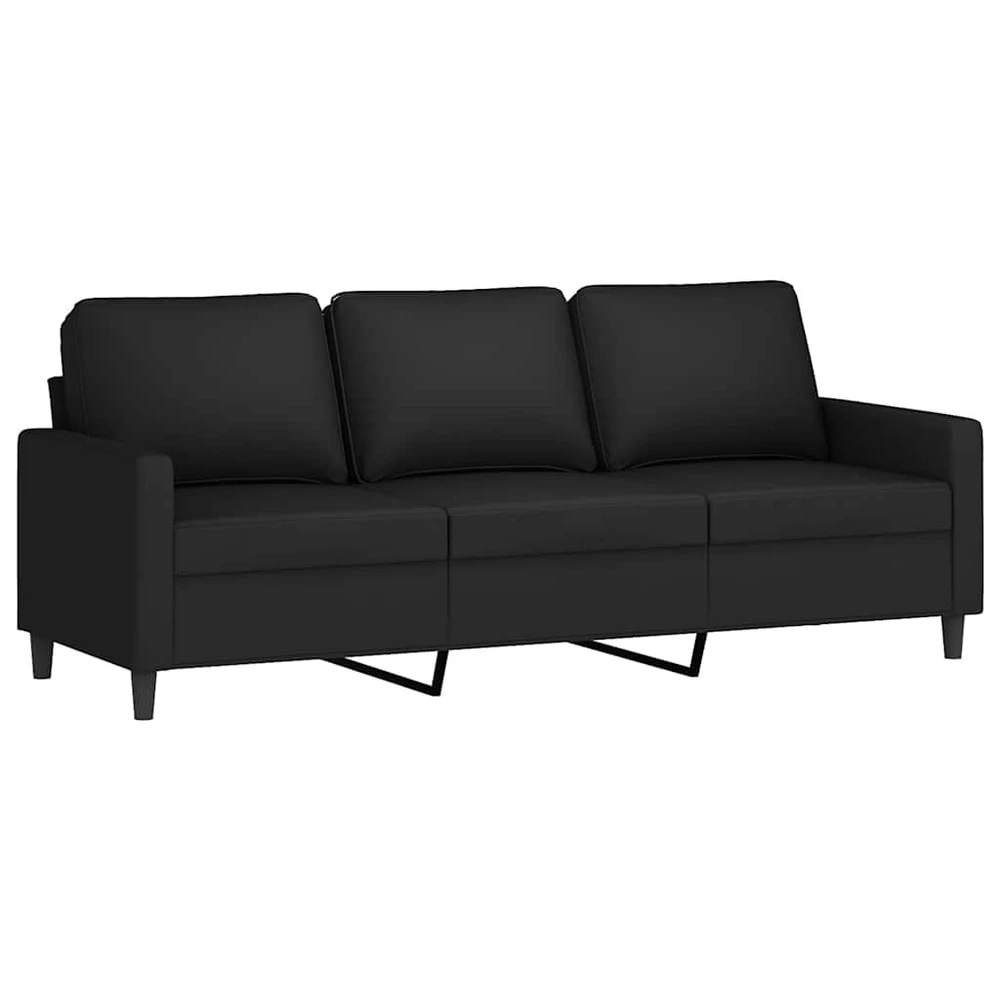 Sofa Sofos komplektas su pagalvėlėmis, 3 dalių, juodas, aksomas