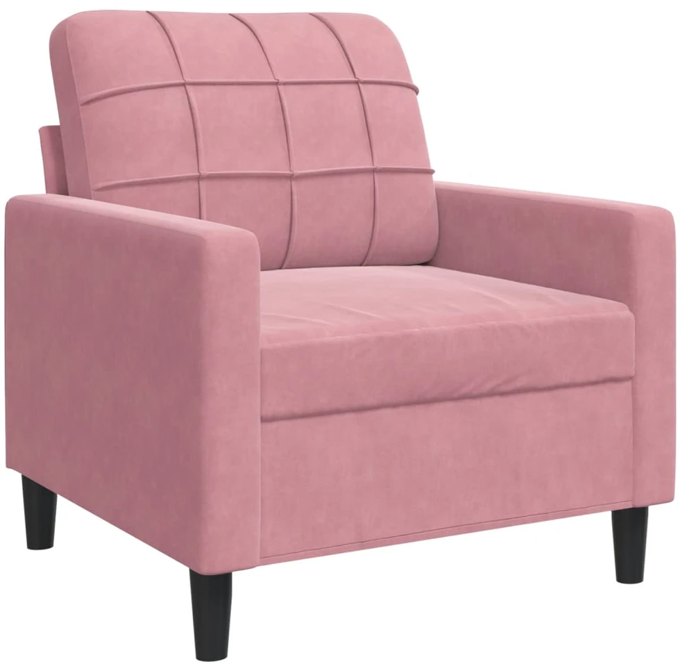 Sofa Sofos komplektas su pagalvėlėmis, 3 dalių, rožinis, aksomas