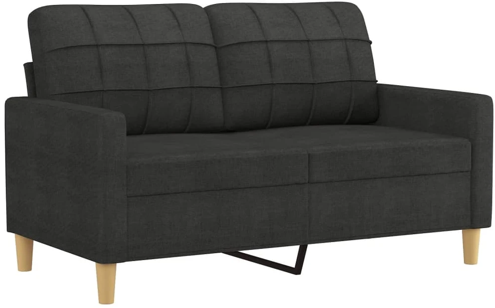 Sofa Sofos komplektas su pagalvėlėmis, 3 dalių, juodas, audinys