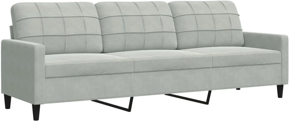 Sofa Sofos komplektas su pagalvėlėmis, 3 dalių, pilkas, aksomas