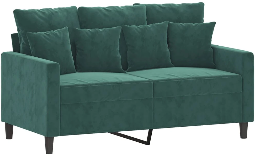 Sofa Sofos komplektas su pagalvėlėmis, 3 dalių, žalias, aksomas