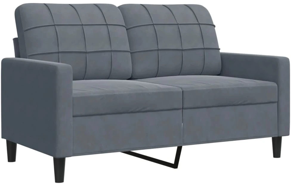Sofa Sofos komplektas su pagalvėlėmis, 3 dalių, pilkas, aksomas