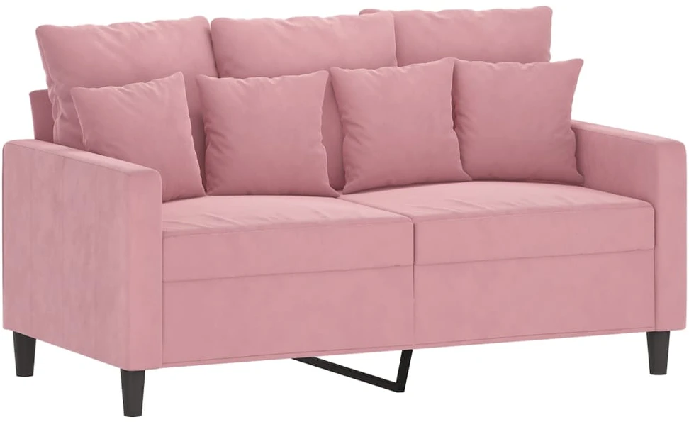 Sofa Sofos komplektas su pagalvėlėmis, 3 dalių, rožinis, aksomas