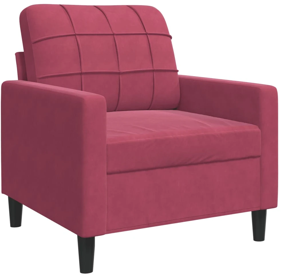 Sofa Sofos komplektas su pagalvėlėmis, 3 dalių, vyno, aksomas