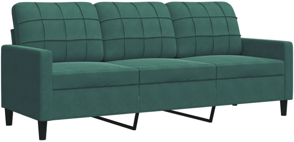 Sofa Sofos komplektas su pagalvėlėmis, 3 dalių, žalias, aksomas