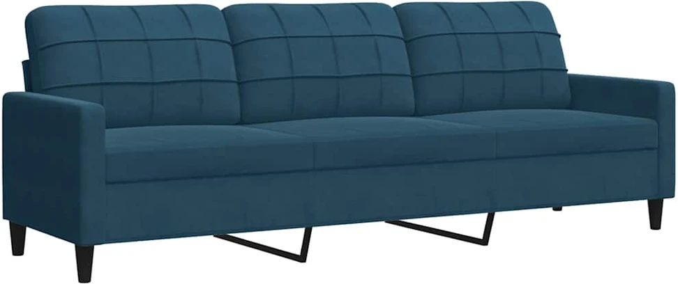 Sofa Sofos komplektas su pagalvėlėmis, 3 dalių, mėlynas, aksomas