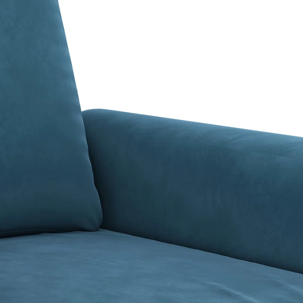 Sofa Sofos komplektas su pagalvėlėmis, 3 dalių, mėlynas, aksomas