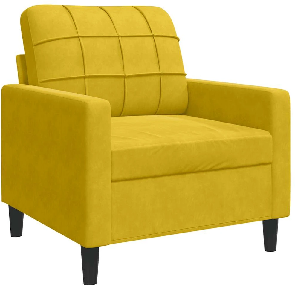 Sofa Sofos komplektas su pagalvėlėmis, 3 dalių, geltonas, aksomas