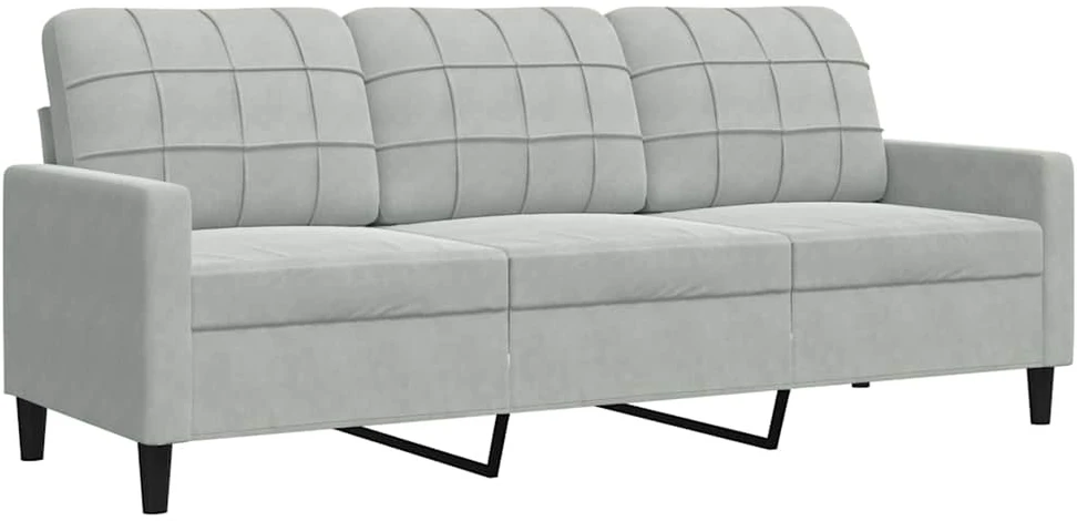 Sofa Sofos komplektas su pagalvėlėmis, 3 dalių, pilkas, aksomas