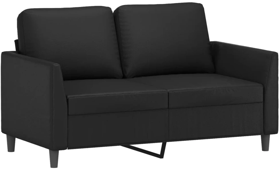 Sofa Sofos komplektas su pagalvėlėmis, 3 dalių, juodas, dirbtinė oda