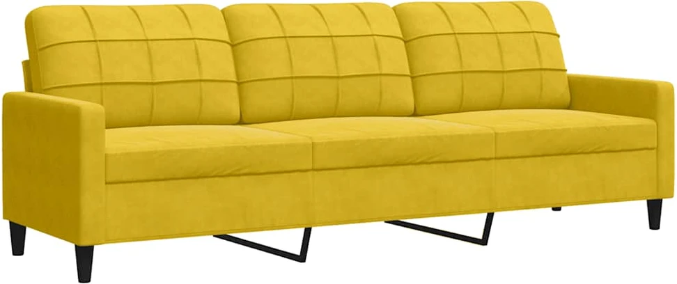 Sofa Sofos komplektas su pagalvėlėmis, 3 dalių, geltonas, aksomas