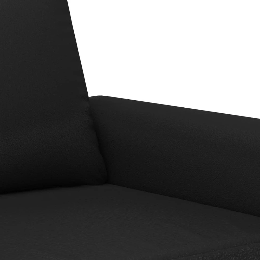Sofa Sofos komplektas su pagalvėlėmis, 3 dalių, juodas, dirbtinė oda