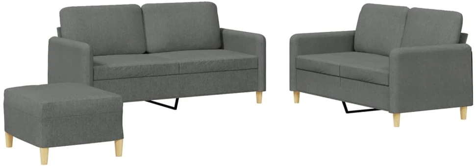 Sofa Sofos komplektas su pagalvėlėmis, 3 dalių, pilkas, audinys
