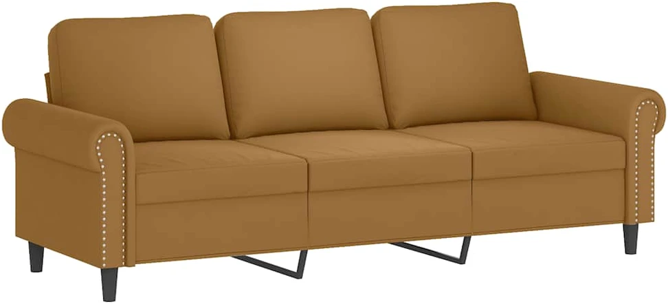 Sofa Sofos komplektas su pagalvėlėmis, 3 dalių, rudas, aksomas