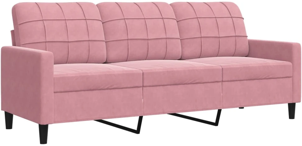 Sofa Sofos komplektas su pagalvėlėmis, 3 dalių, rožinis, aksomas