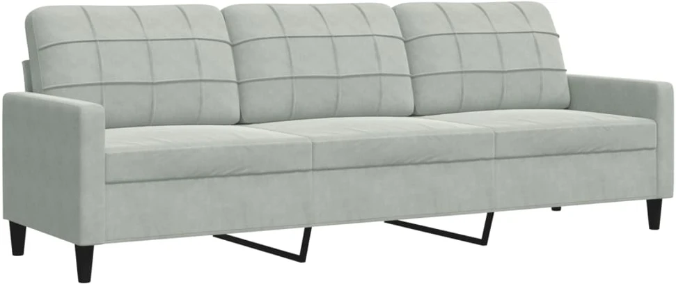 Sofa Sofos komplektas su pagalvėlėmis, 3 dalių, pilkas, aksomas