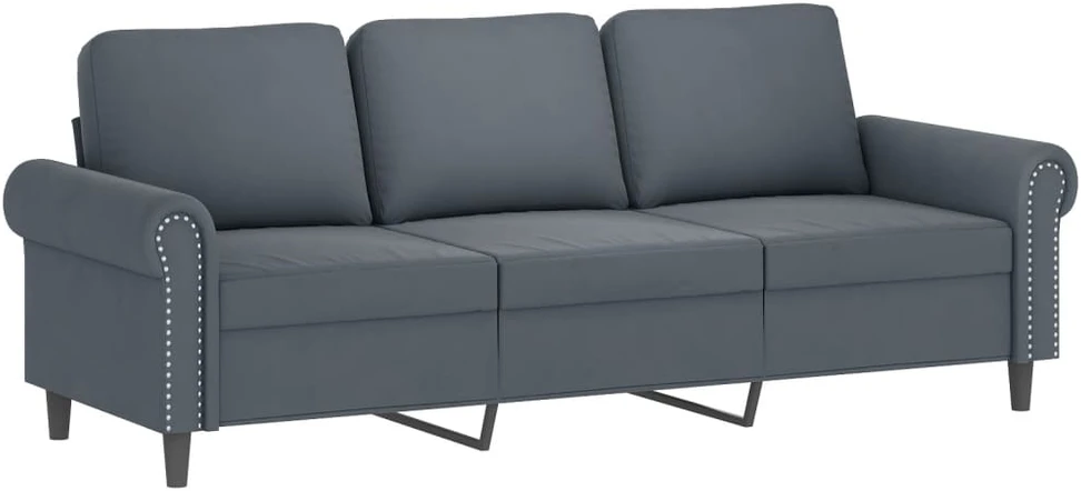 Sofa Sofos komplektas su pagalvėlėmis, 4 dalių, pilkas, aksomas