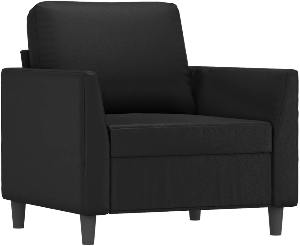 Sofa Sofos komplektas su pagalvėlėmis, 4 dalių, juodas, dirbtinė oda