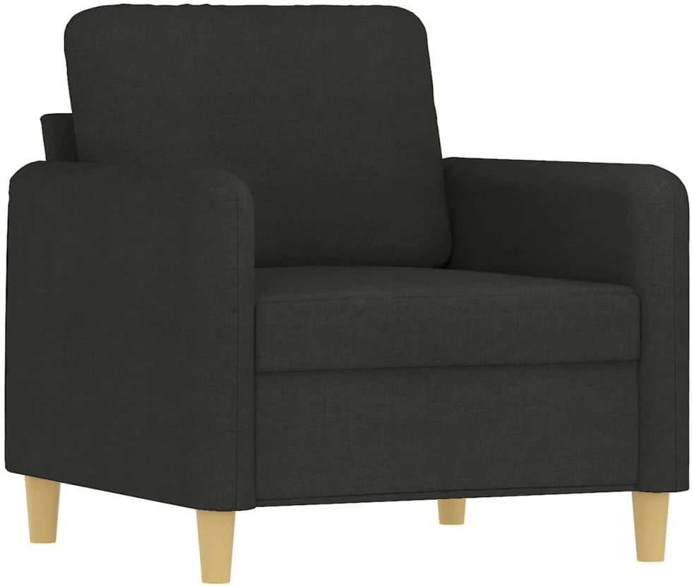 Sofa Sofos komplektas su pagalvėlėmis, 4 dalių, juodas, audinys