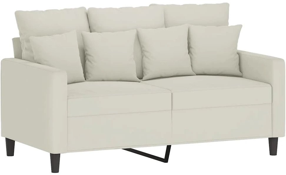 Sofa Sofos komplektas su pagalvėlėmis, 4 dalių, kreminis, aksomas
