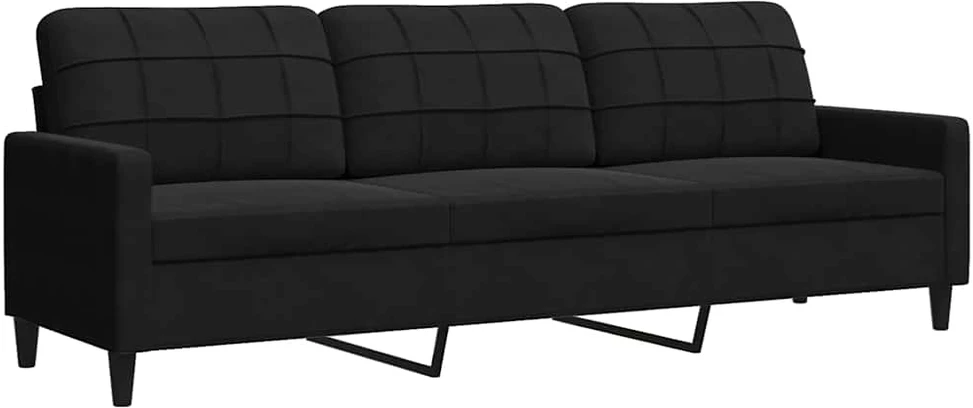 Sofa Sofos komplektas su pagalvėlėmis, 4 dalių, juodas, aksomas