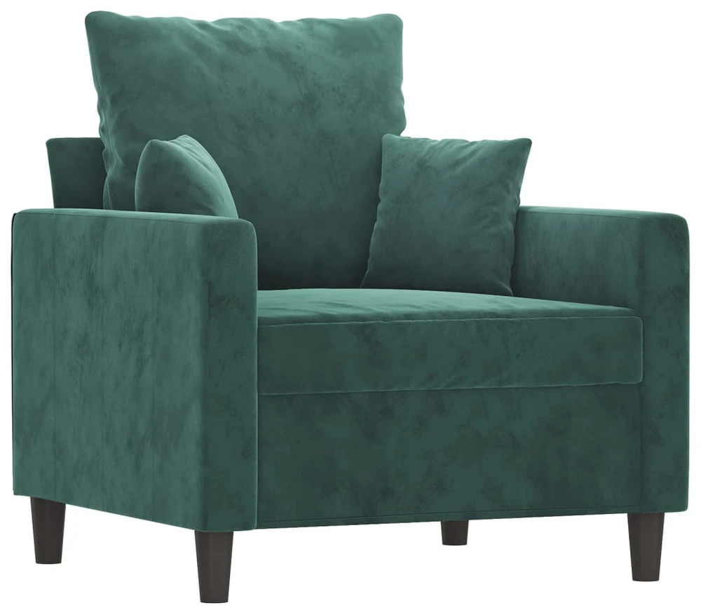 Sofa Sofos komplektas su pagalvėlėmis, 4 dalių, žalias, aksomas