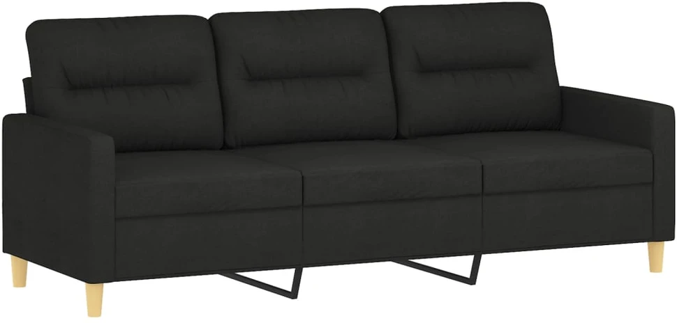 Sofa Sofos komplektas su pagalvėlėmis, 4 dalių, juodas, audinys