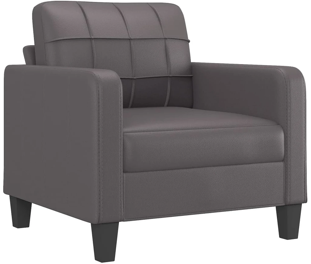 Sofa Sofos komplektas su pagalvėlėmis, 4 dalių, pilkas, dirbtinė oda