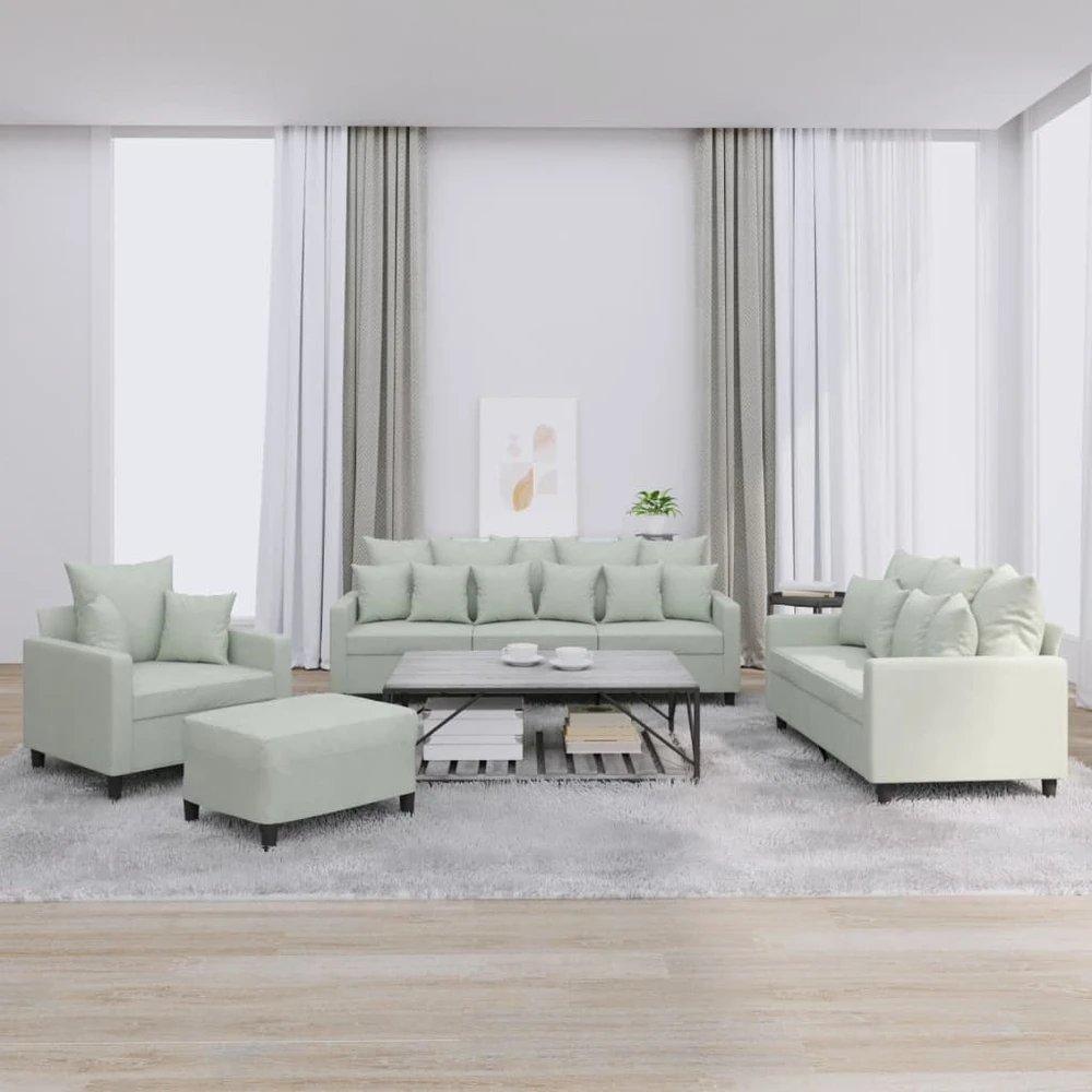 Sofa Sofos komplektas su pagalvėlėmis, 4 dalių, pilkas, aksomas