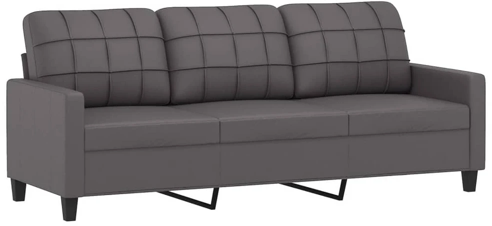 Sofa Sofos komplektas su pagalvėlėmis, 4 dalių, pilkas, dirbtinė oda