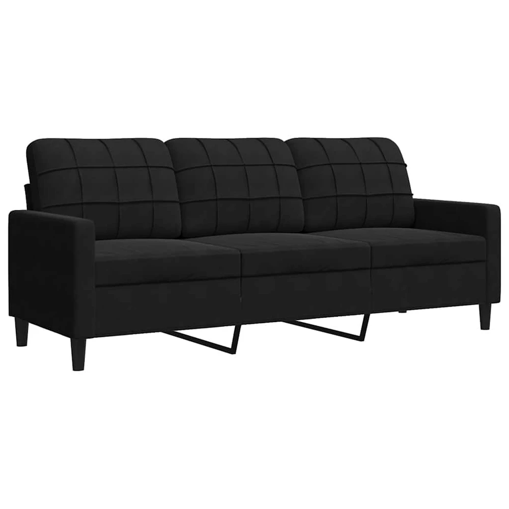 Sofa Sofos komplektas su pagalvėlėmis, 4 dalių, juodas, aksomas