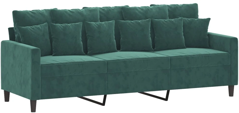 Sofa Sofos komplektas su pagalvėlėmis, 4 dalių, žalias, aksomas