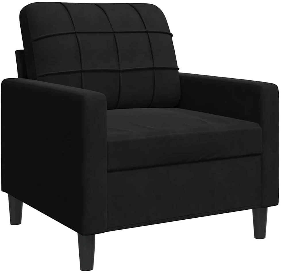 Sofa Sofos komplektas su pagalvėlėmis, 4 dalių, juodas, aksomas