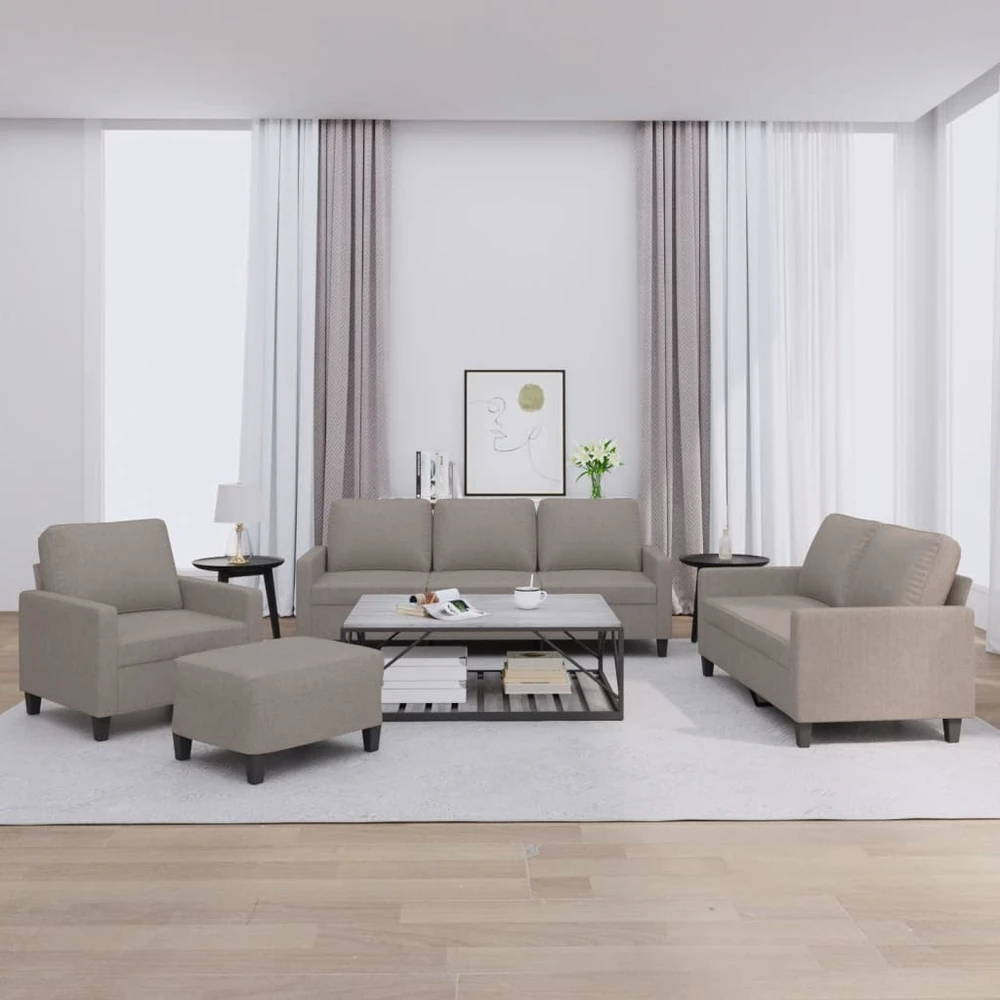 Sofa Sofos komplektas su pagalvėlėmis, 4 dalių, taupe, audinys