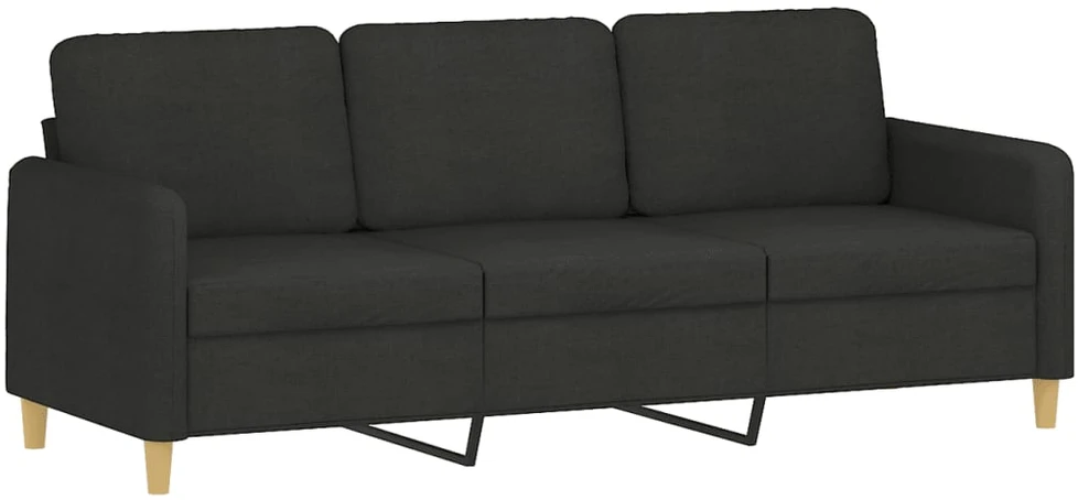 Sofa Sofos komplektas su pagalvėlėmis, 4 dalių, juodas, audinys