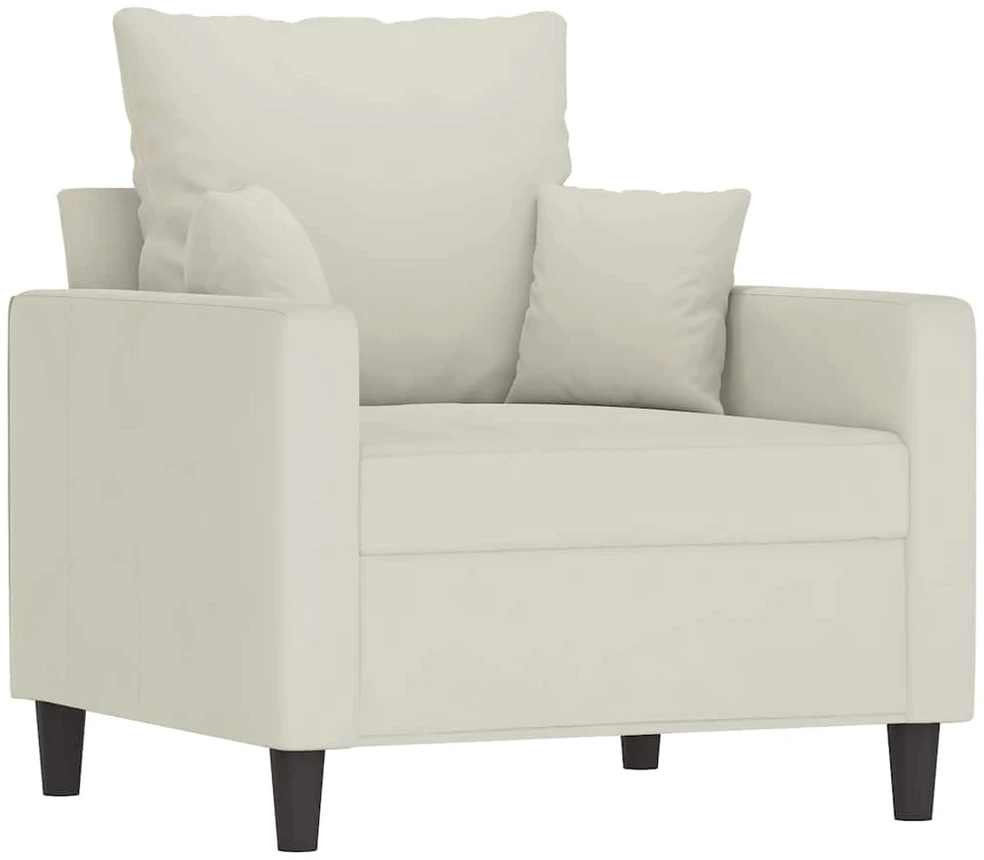 Sofa Sofos komplektas su pagalvėlėmis, 4 dalių, kreminis, aksomas