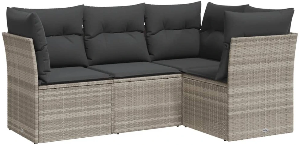 Sofa Sofos komplektas su pagalvėlėmis, 4 dalių, pilkas, poliratanas