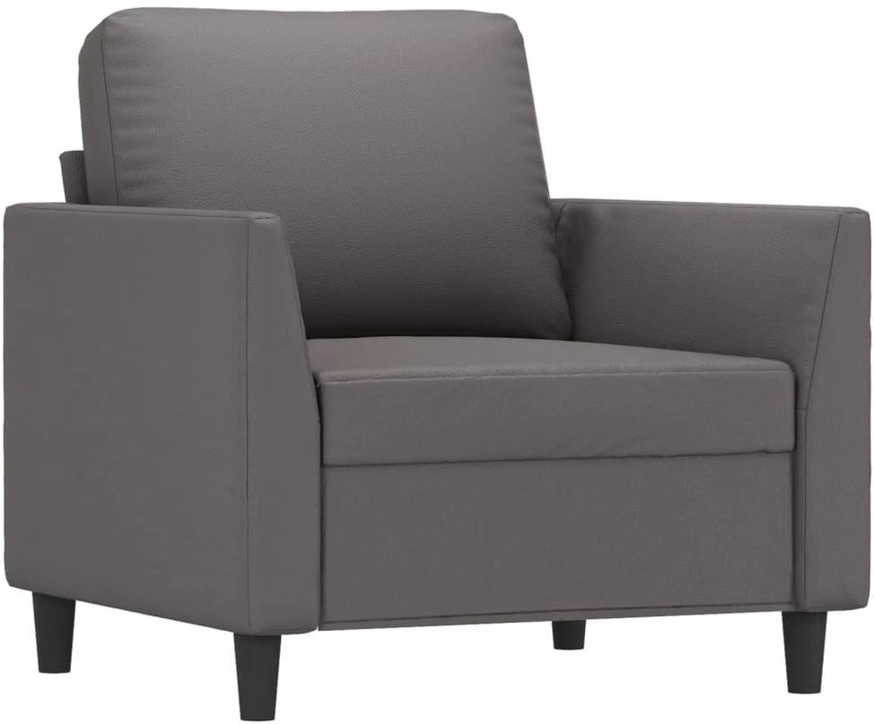 Sofa Sofos komplektas su pagalvėlėmis, 4 dalių, pilkas, dirbtinė oda