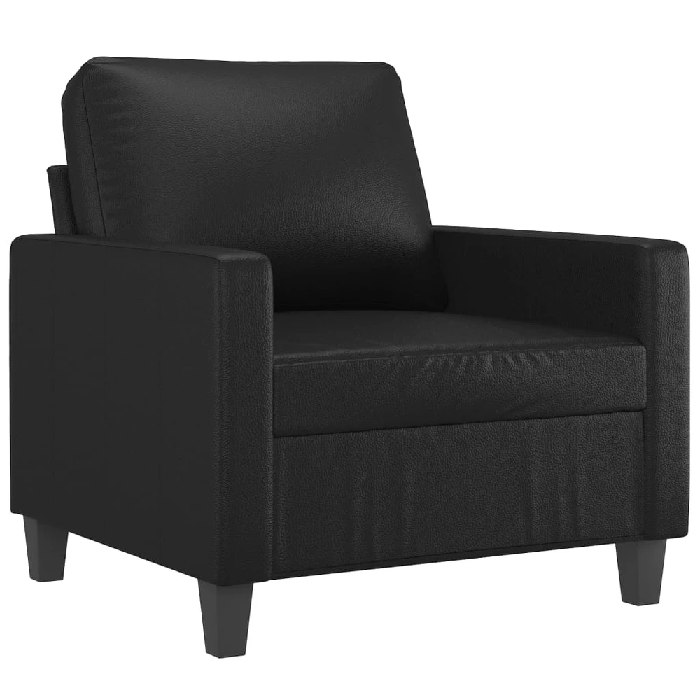 Sofa Sofos komplektas su pagalvėlėmis, 4 dalių, juodas, dirbtinė oda