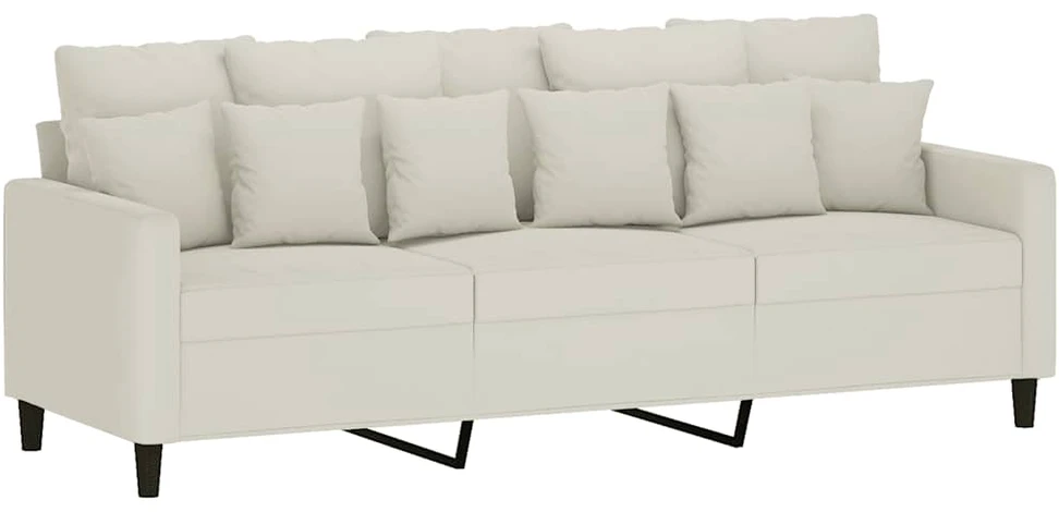 Sofa Sofos komplektas su pagalvėlėmis, 4 dalių, kreminis, aksomas
